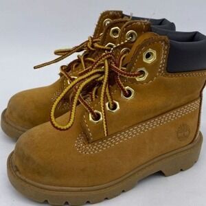 Timberland Leather Boots‎ Boys Size 6 Brown Waterproof Lace Up Logo Youth